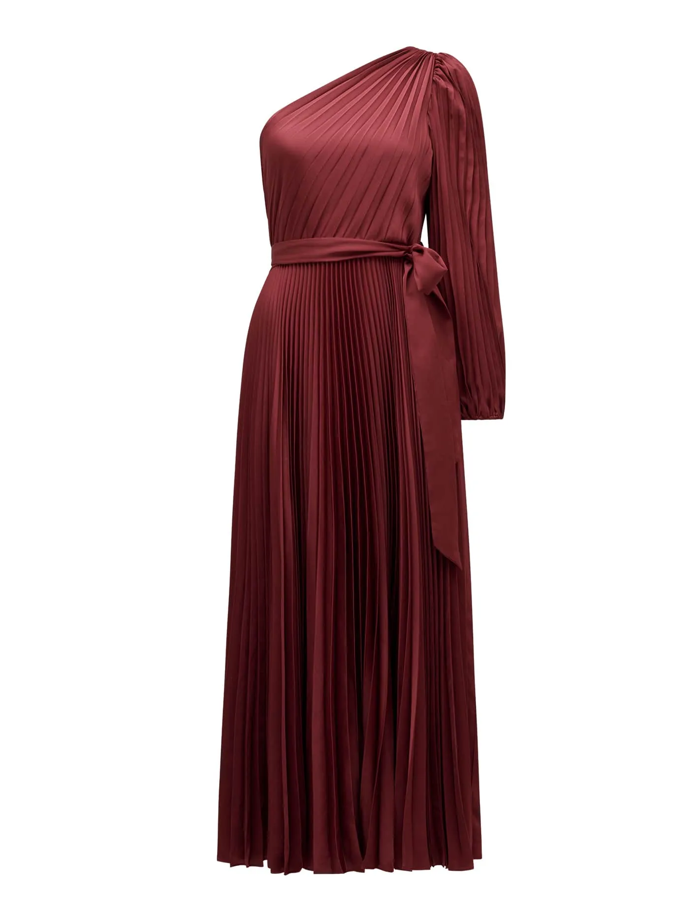 Mina Pleated One Shoulder Midi Dress