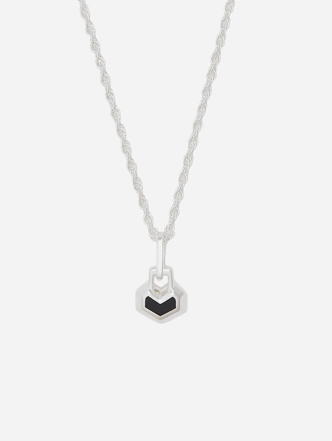 Mini Daryl Sterling Silver 16" Chain Necklace | Onyx