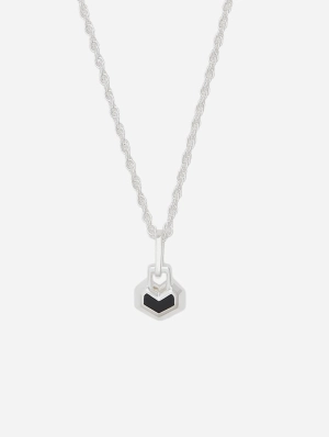 Mini Daryl Sterling Silver 16" Chain Necklace | Onyx