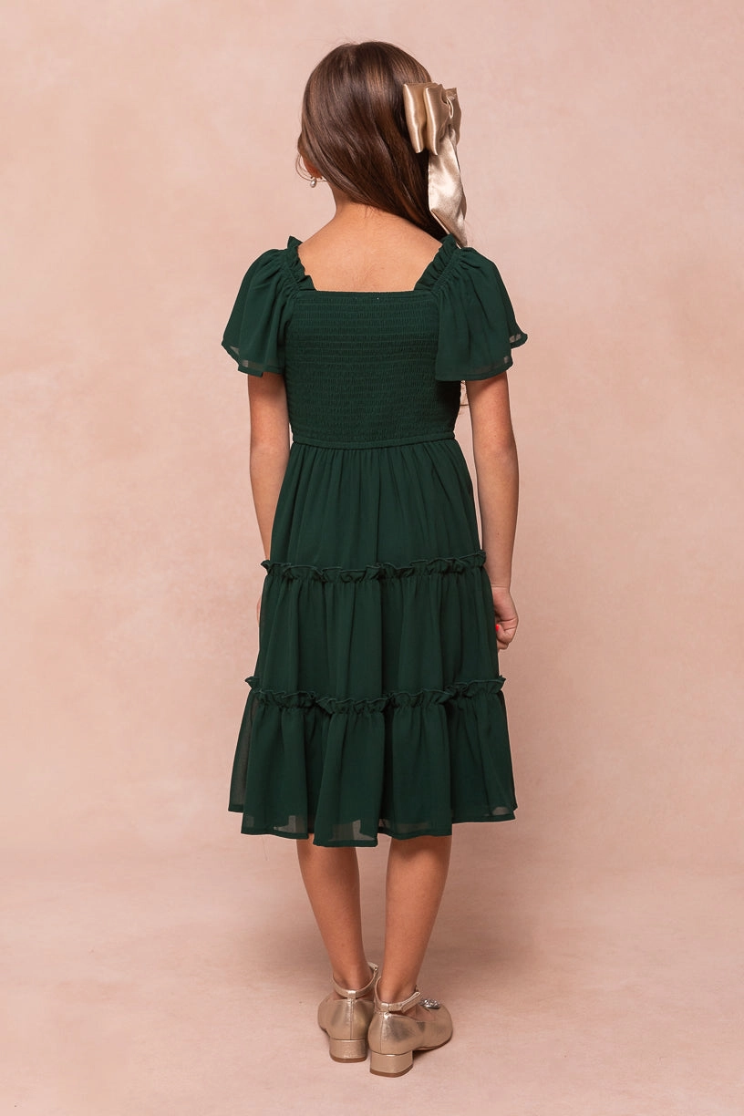 Mini Ellie Dress in Emerald Chiffon - FINAL SALE