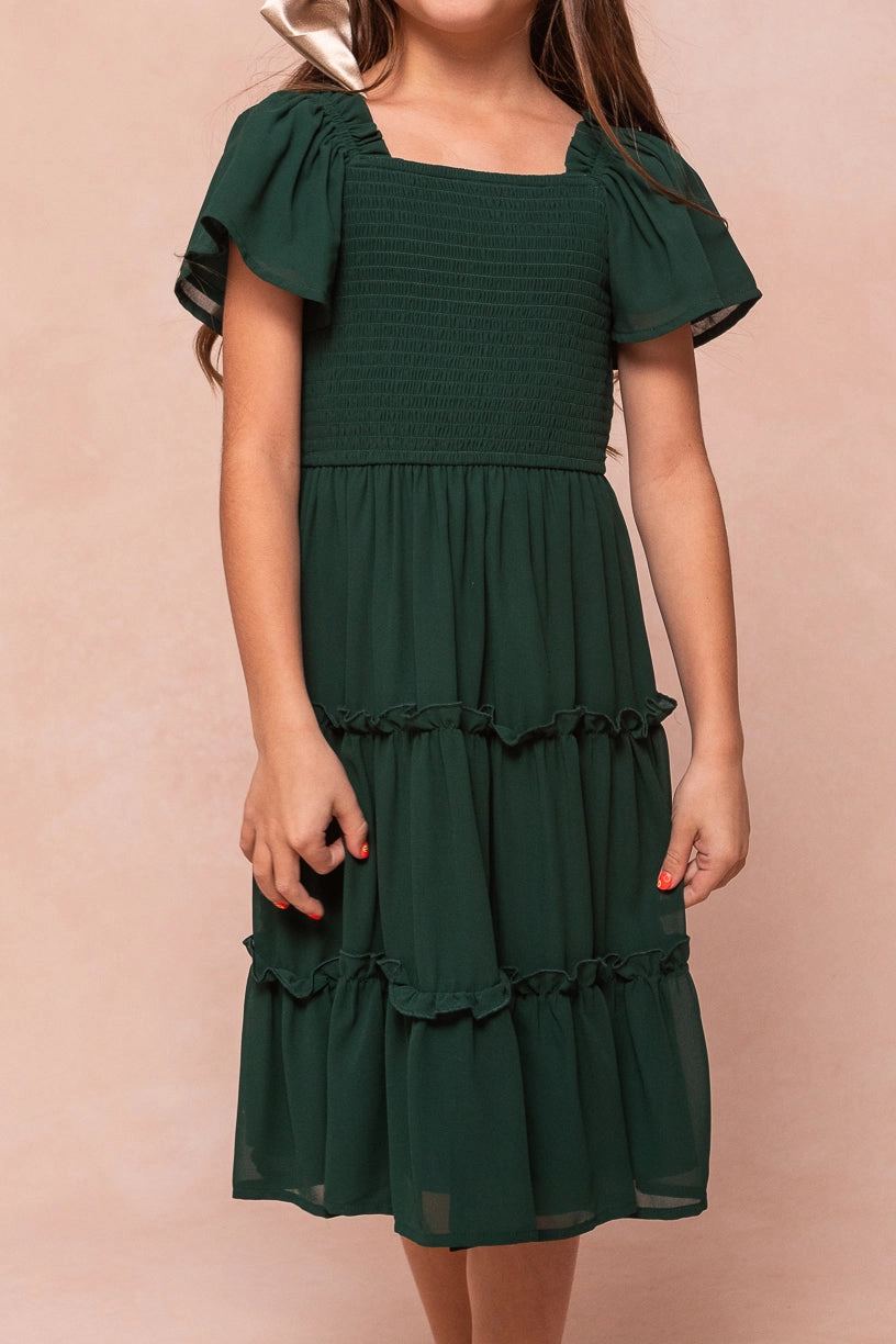 Mini Ellie Dress in Emerald Chiffon - FINAL SALE