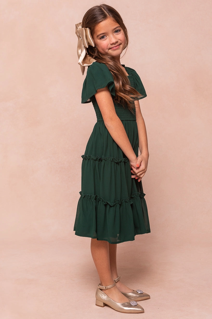 Mini Ellie Dress in Emerald Chiffon - FINAL SALE