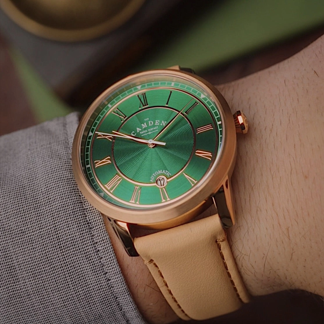 No.29 Automatic Rose Gold, Green and Tan