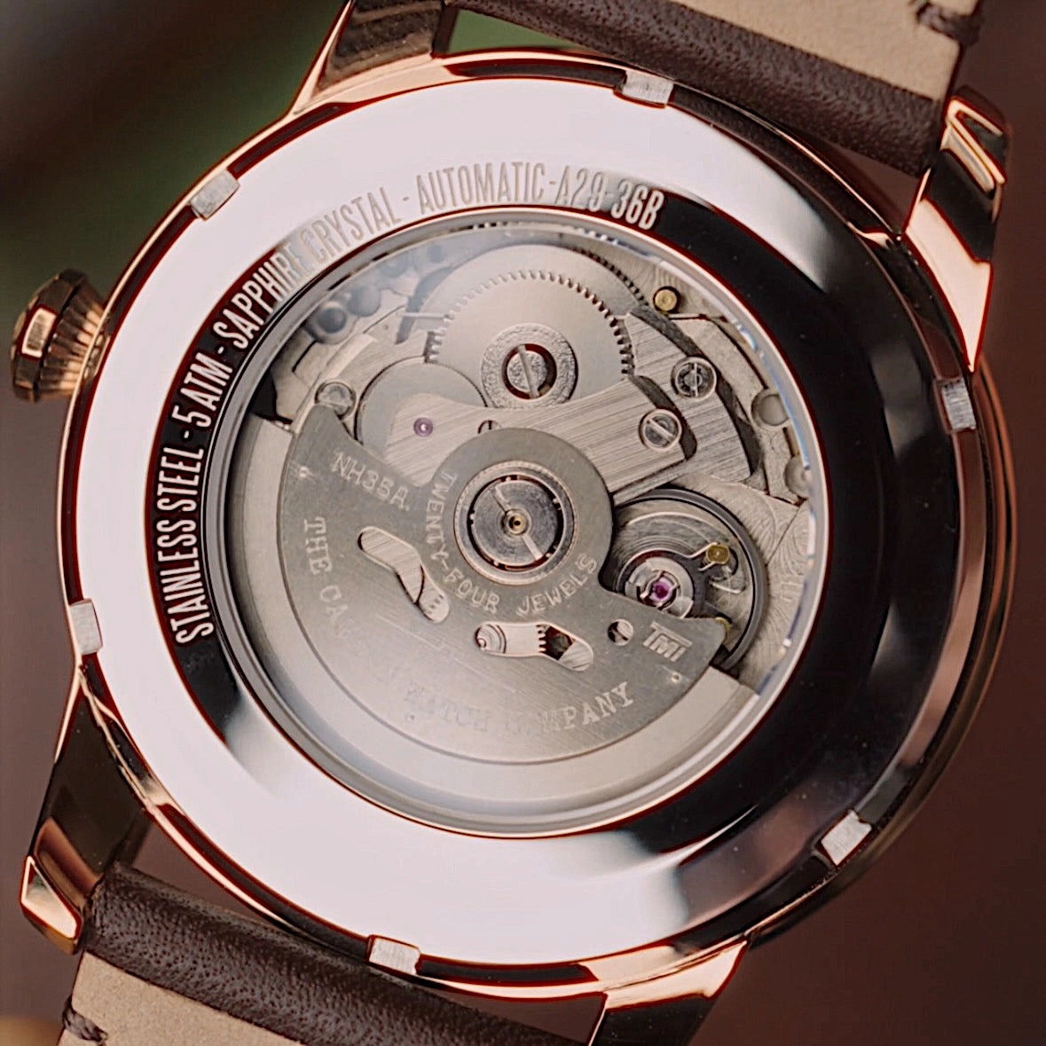 No.29 Automatic Rose Gold, Green and Tan