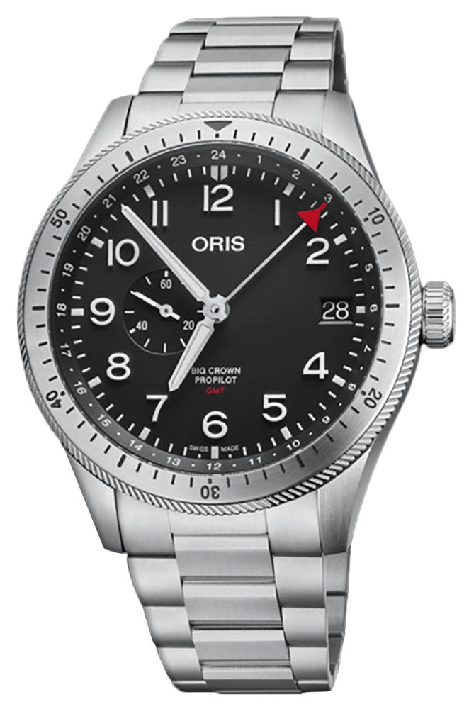 Oris Big Crown ProPilot Timer GMT Automatic Stainless Steel Black Dial Date Mens Watch 748 7756 4064-07 8 22 08