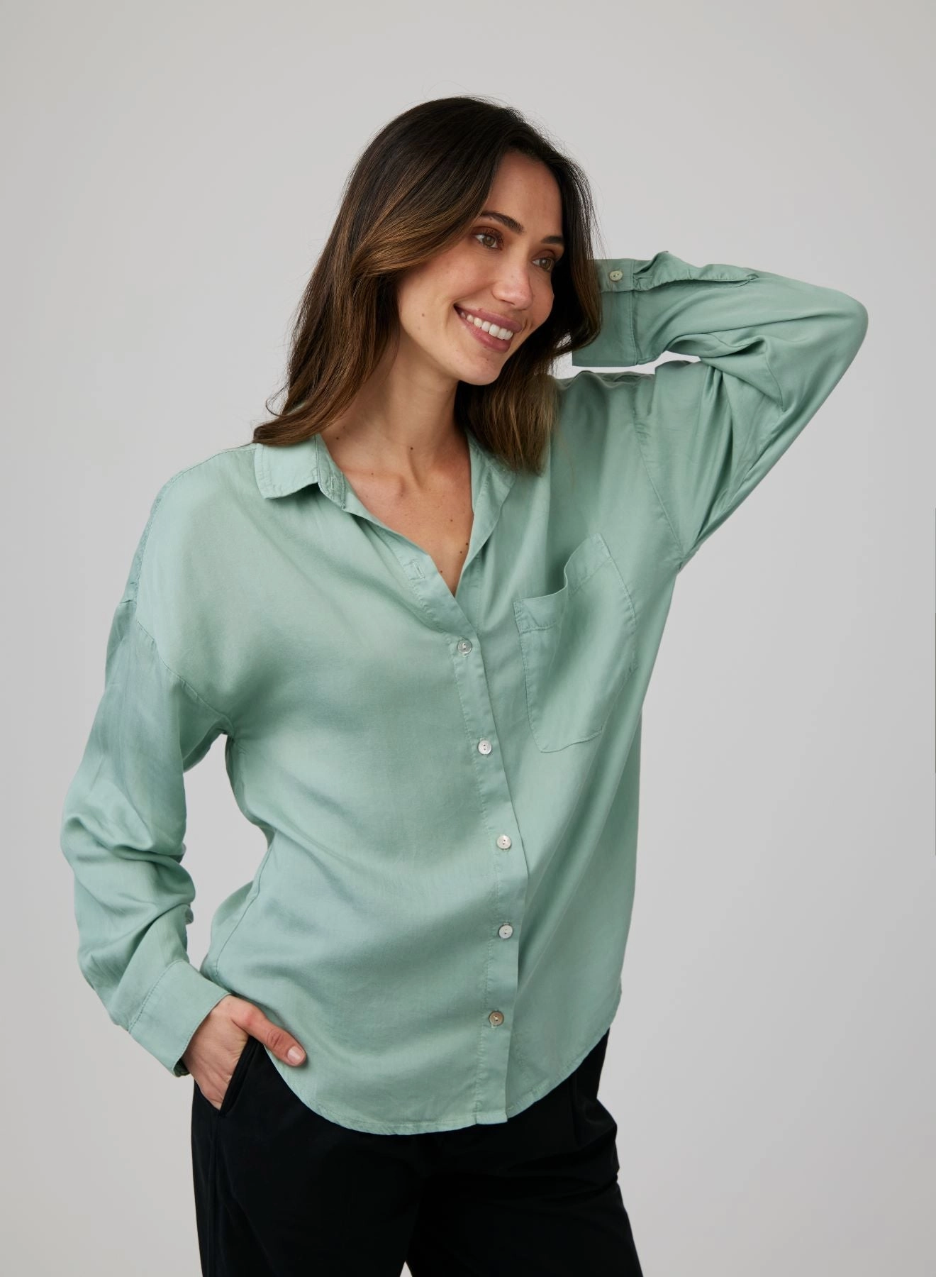 Pocket Boyfriend Shirt - Clean Sage