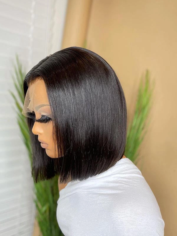 Preplucked HD Lace Short Bob Lace Front Human Hair Wig With Bleached Knots NCF74