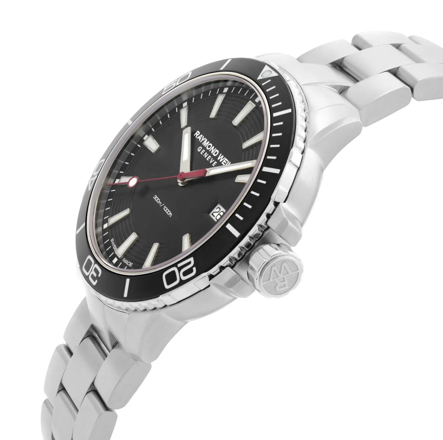 Raymond Weil Tango Stainless Steel Black Dial Date Divers Quartz Mens Watch 8260-ST1-20001