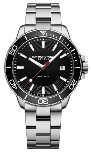 Raymond Weil Tango Stainless Steel Black Dial Date Divers Quartz Mens Watch 8260-ST1-20001
