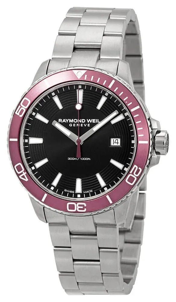 Raymond Weil Tango Stainless Steel Black Dial Date Divers Quartz Mens Watch 8260-ST4-20001
