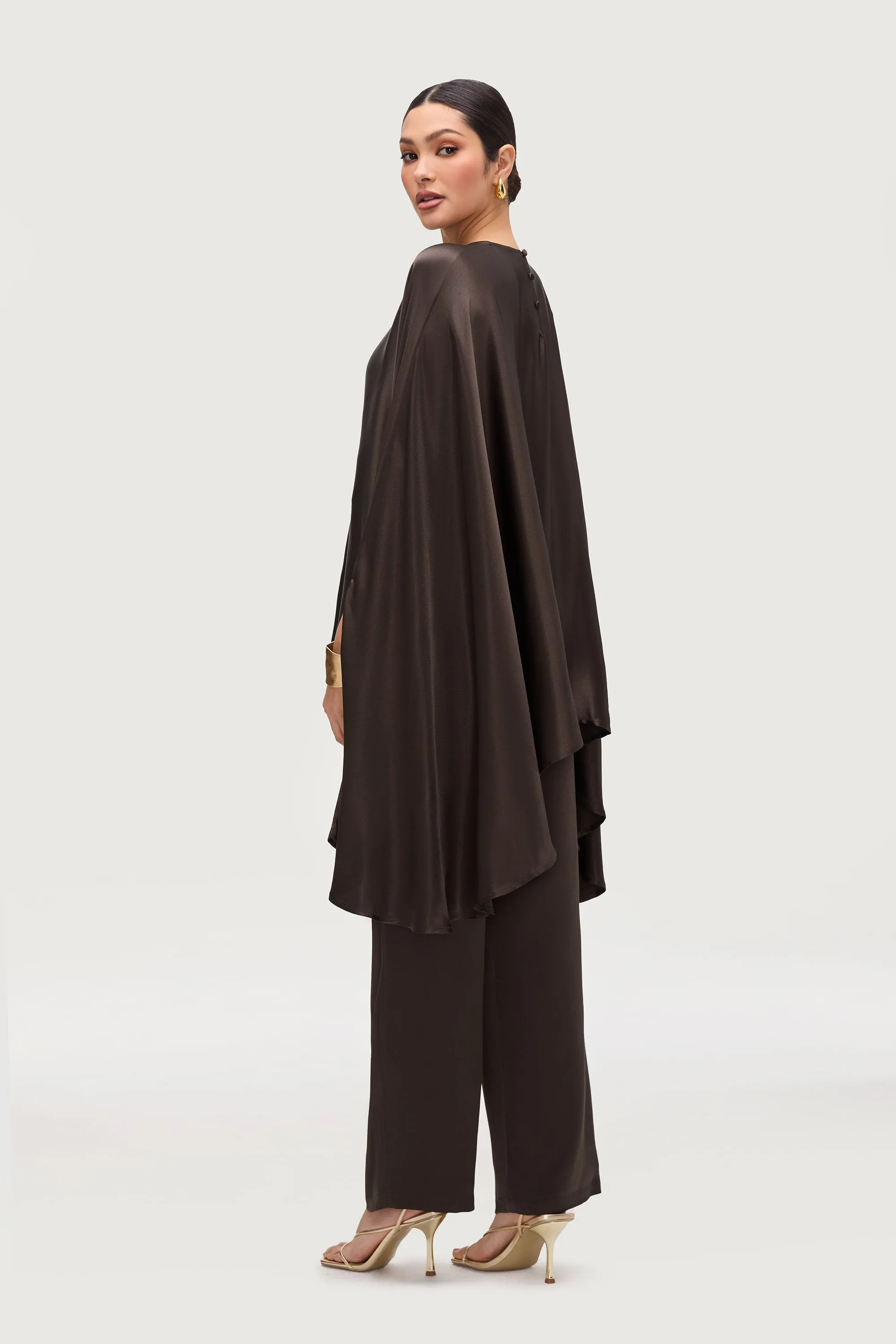 Razan Silk Wide Leg Pants - Black Forest