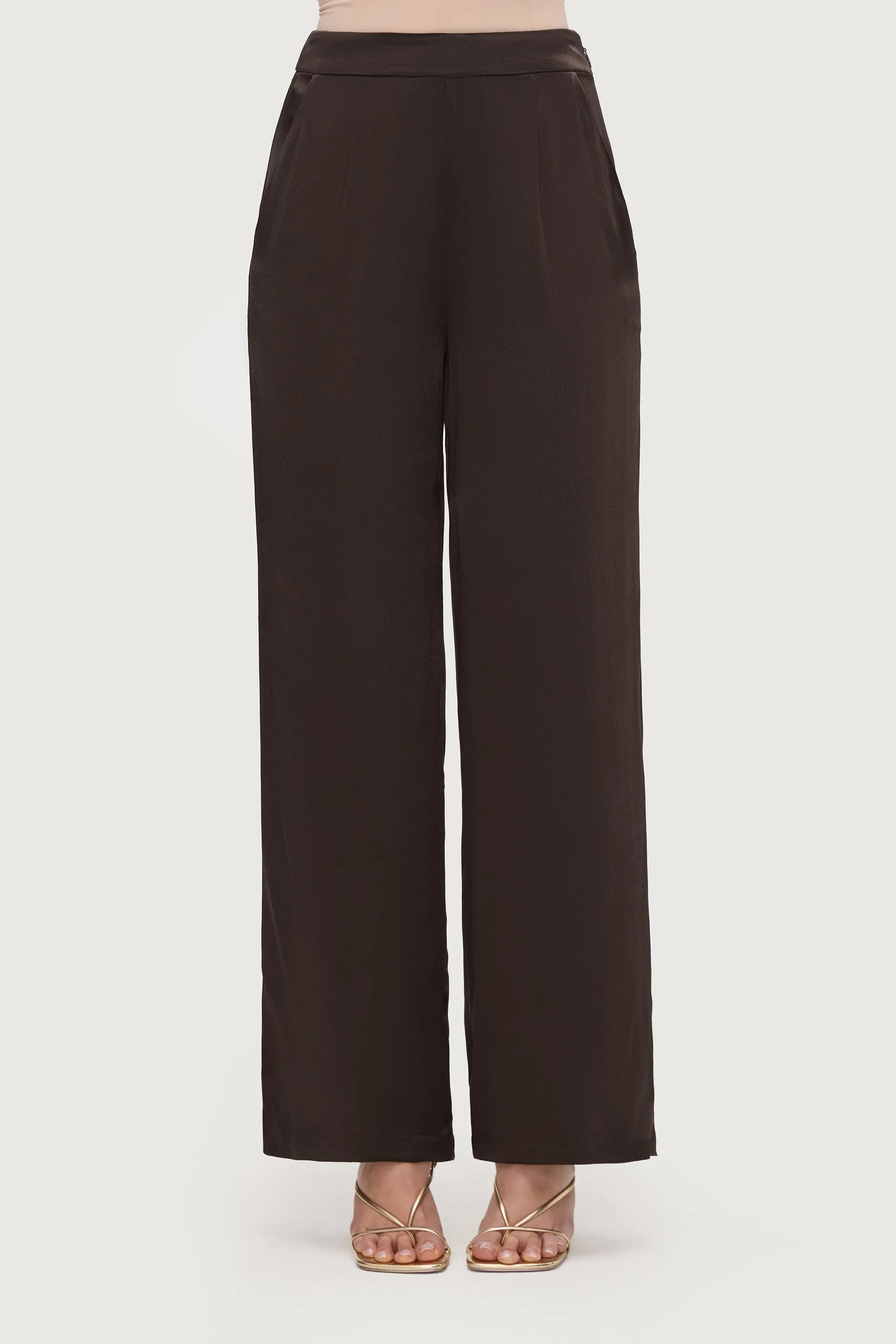 Razan Silk Wide Leg Pants - Black Forest