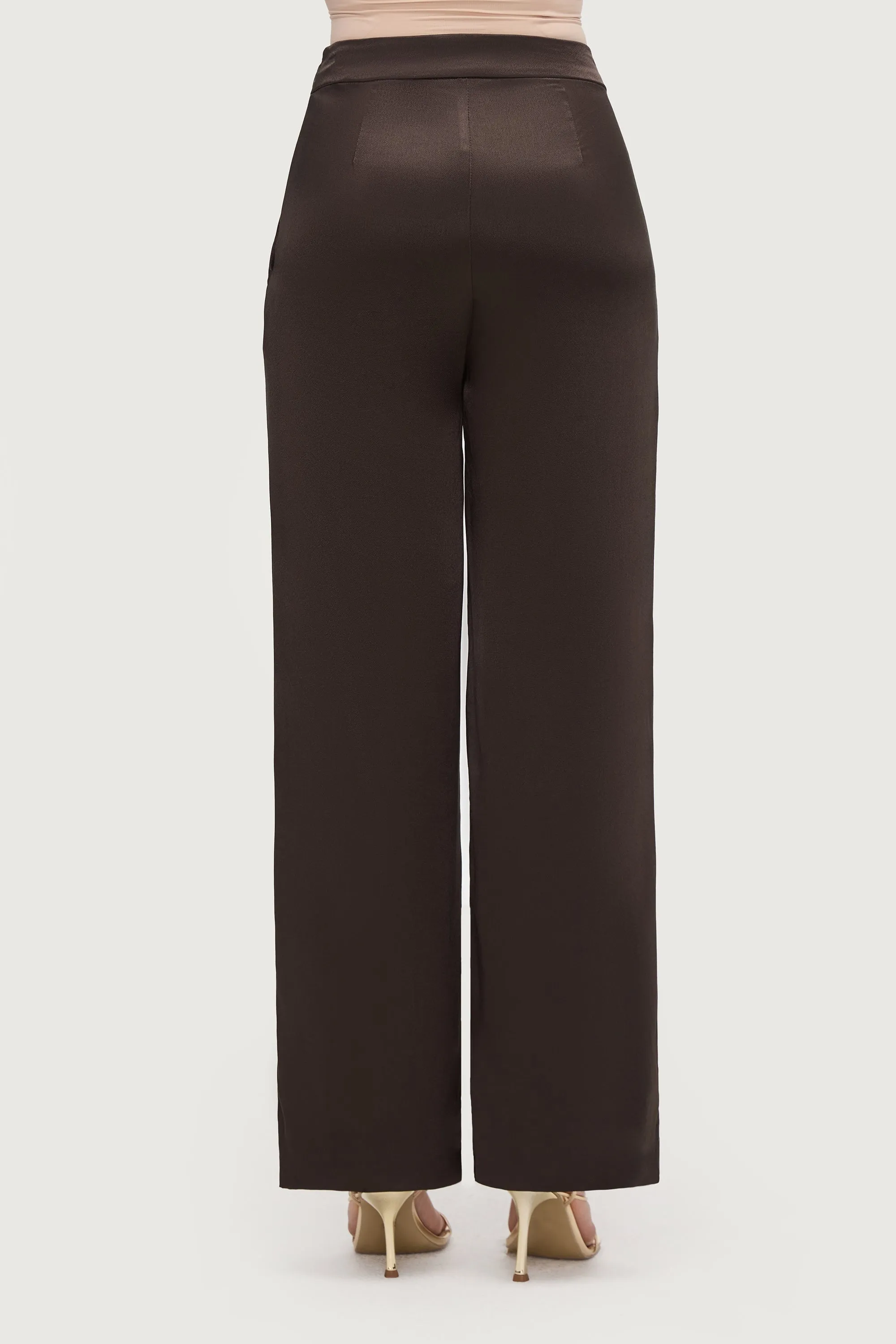 Razan Silk Wide Leg Pants - Black Forest
