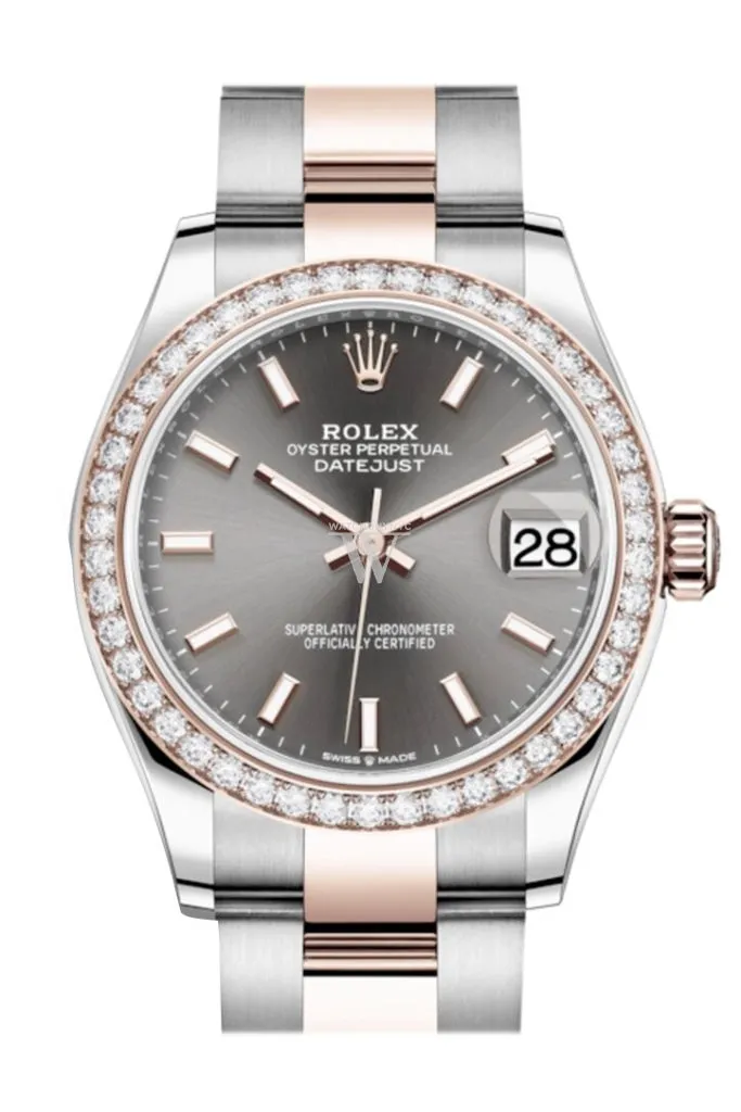 Rolex Datejust 31 Dark Rhodium Dial Diamond Bezel Rose Gold Two Tone Watch 278381RBR 278381