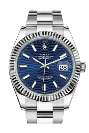 Rolex Datejust 41 Blue Dial Oyster White Gold Men's Watch 126334 126334-0031