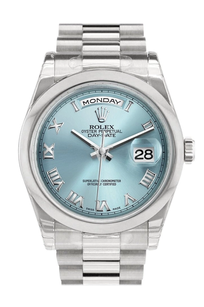 Rolex Day Date 36 Ice blue Roman Dial President Men's Watch 118206