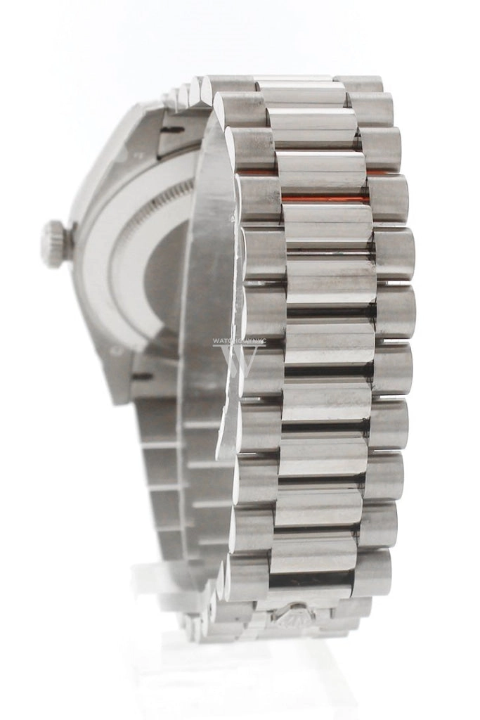 Rolex Day-Date 40 Silver Stripe Motif Dial Fluted Bezel White Gold President Automatic Men's Watch 228239 DC
