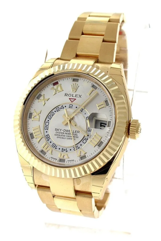 ROLEX Sky-Dweller 42 Silver Roman Dial Yellow Gold Men's Watch 326938
