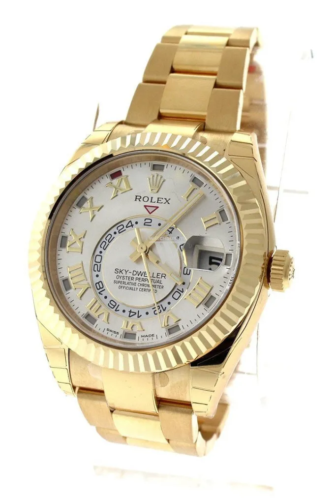 ROLEX Sky-Dweller 42 Silver Roman Dial Yellow Gold Men's Watch 326938
