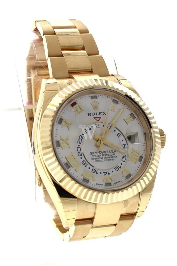 ROLEX Sky-Dweller 42 Silver Roman Dial Yellow Gold Men's Watch 326938