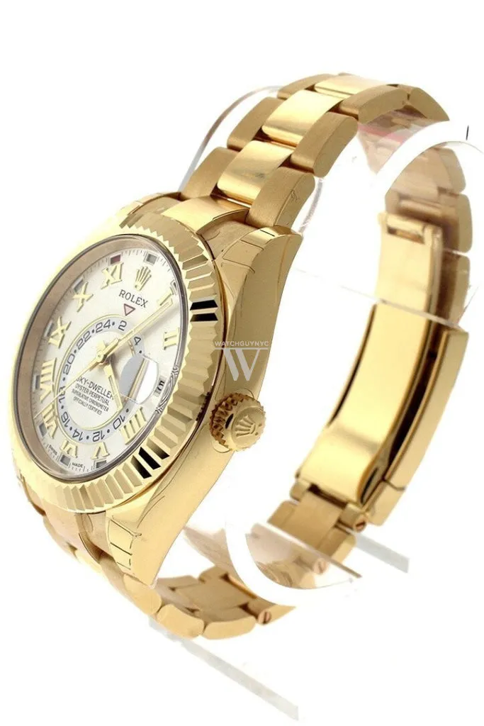 ROLEX Sky-Dweller 42 Silver Roman Dial Yellow Gold Men's Watch 326938