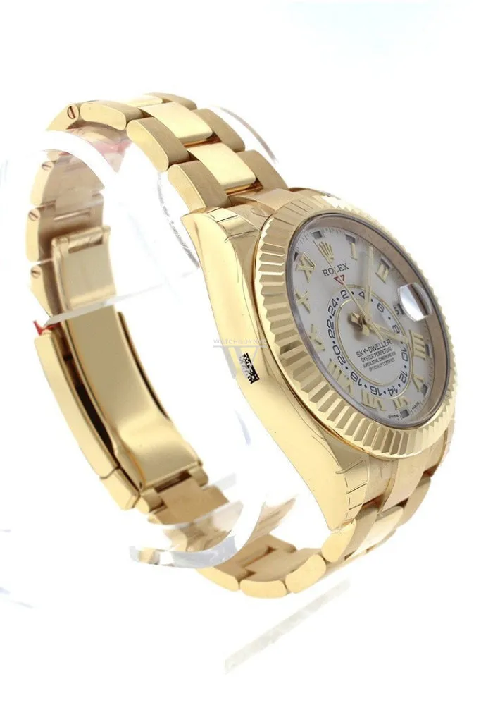 ROLEX Sky-Dweller 42 Silver Roman Dial Yellow Gold Men's Watch 326938