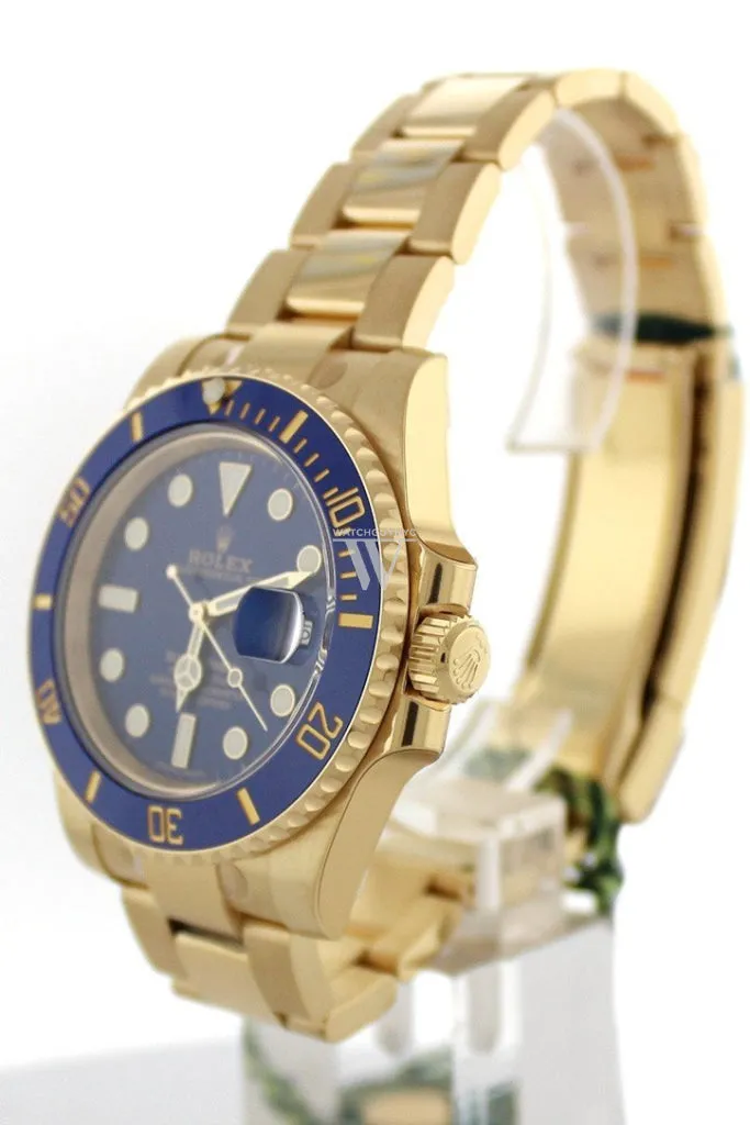 Rolex Submariner Date 40 Blue Dial 18k Yellow Gold Mens Watch 116618LB 116618