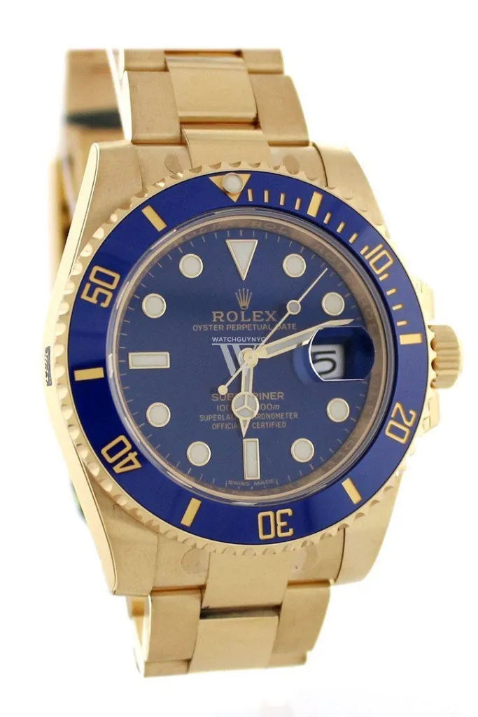 Rolex Submariner Date 40 Blue Dial 18k Yellow Gold Mens Watch 116618LB 116618