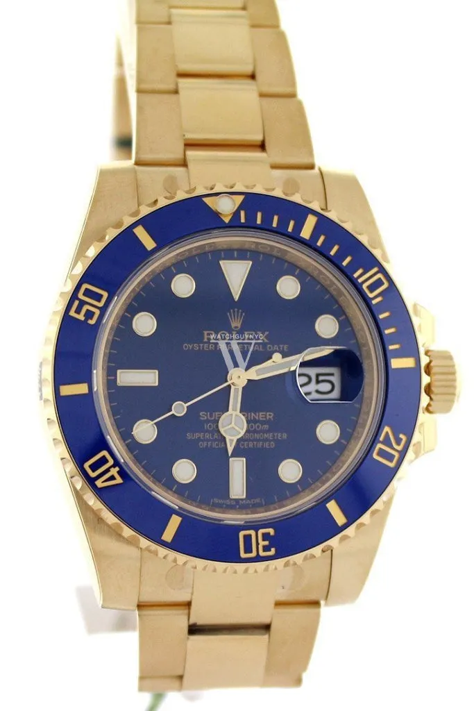Rolex Submariner Date 40 Blue Dial 18k Yellow Gold Mens Watch 116618LB 116618