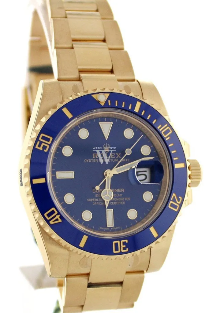 Rolex Submariner Date 40 Blue Dial 18k Yellow Gold Mens Watch 116618LB 116618