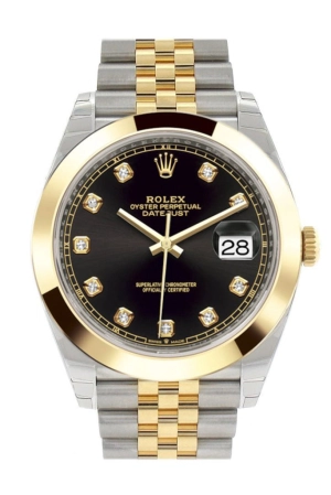 Rolex Datejust 41 Black Diamond Dial Steel and 18K Yellow Gold Jubilee Men's Watch 126303
