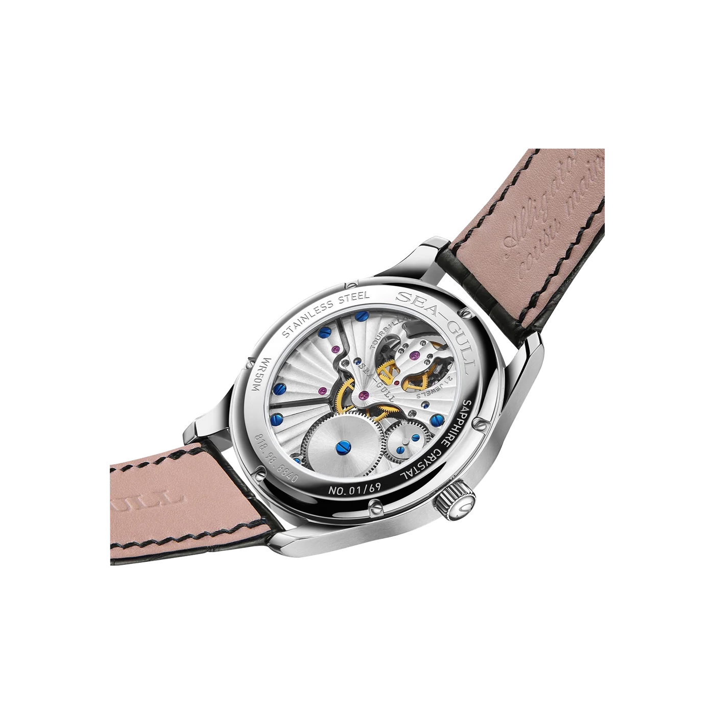 Seagull 24K Gold Damascening Dragon Pattern Tourbillon Watch 41mm
