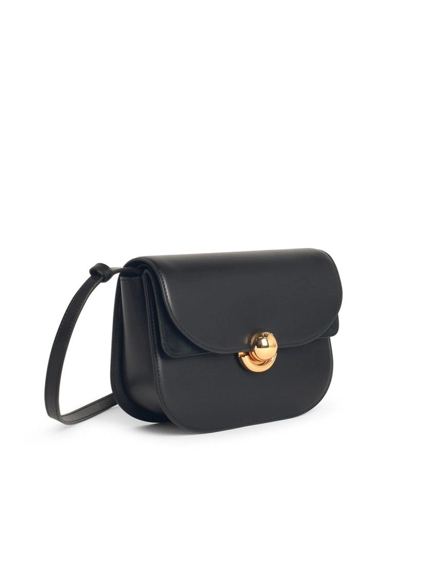 'Sfera' Black Leather Crossbody Bag