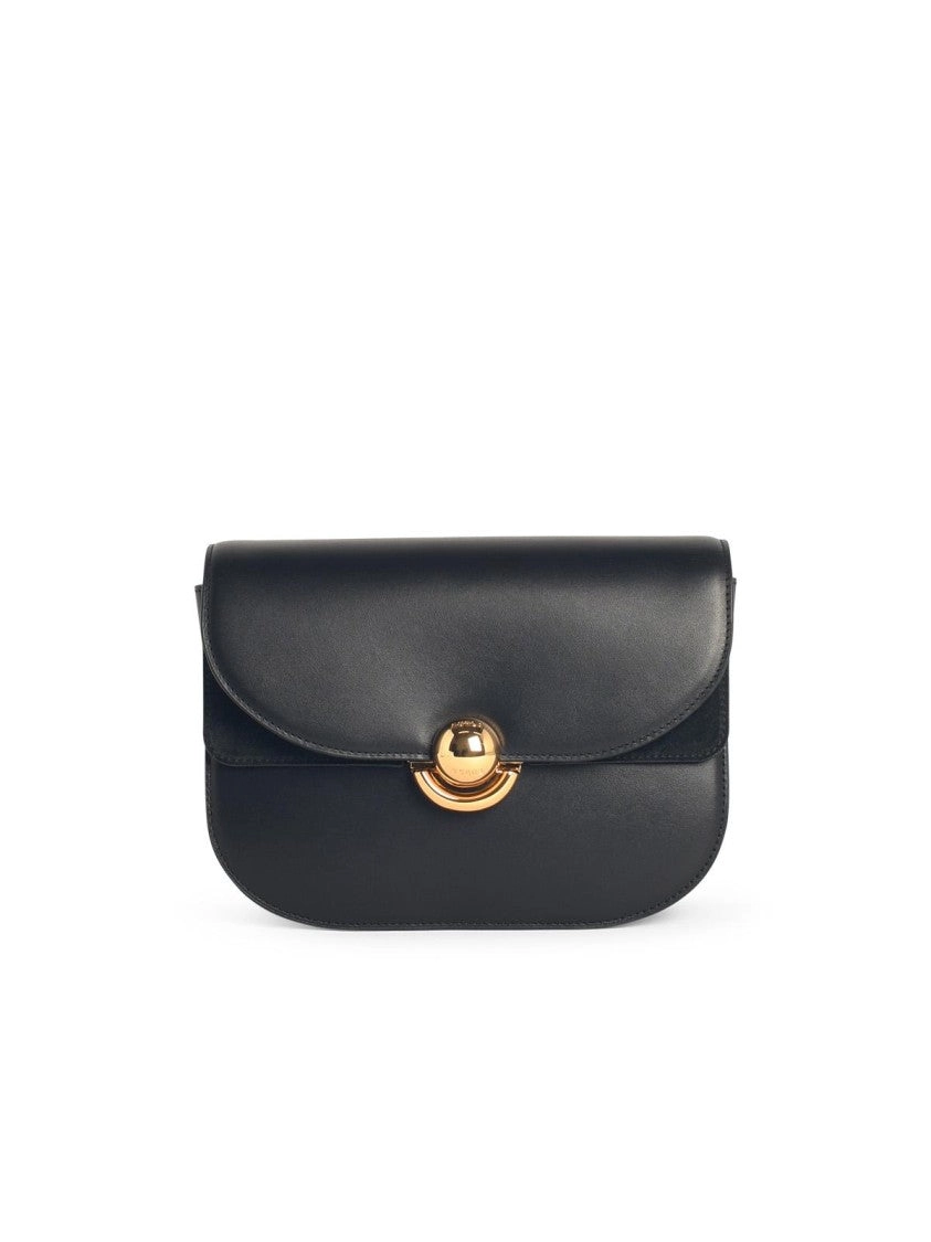 'Sfera' Black Leather Crossbody Bag
