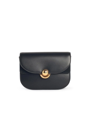 'Sfera' Black Leather Crossbody Bag