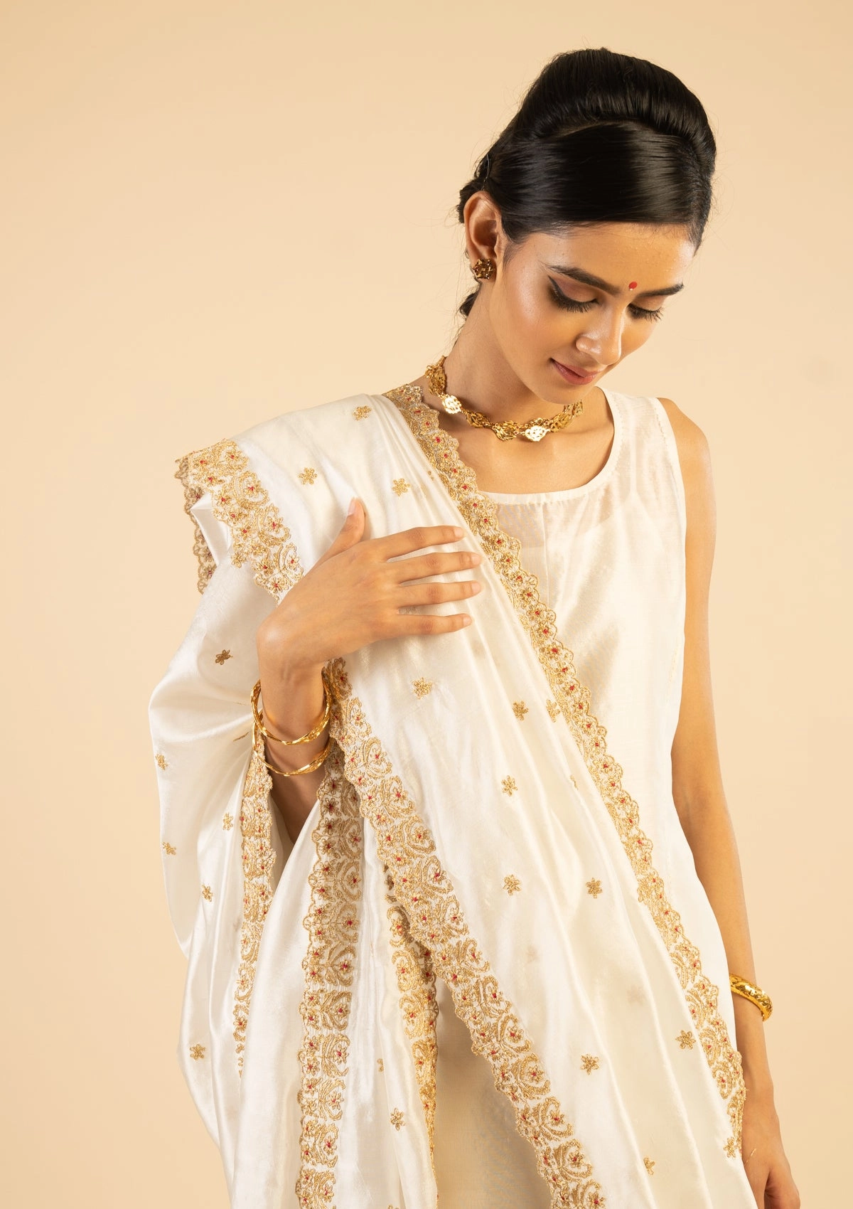 Shakuntala Cream Silk Dupatta