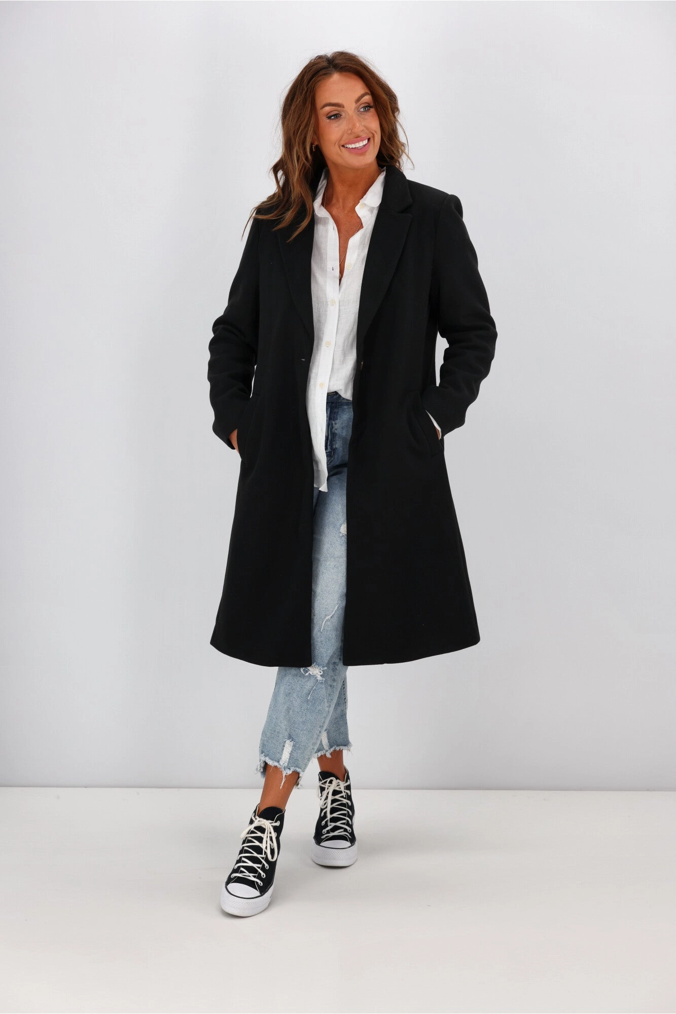 Shine On Label Montana Long Coat Black