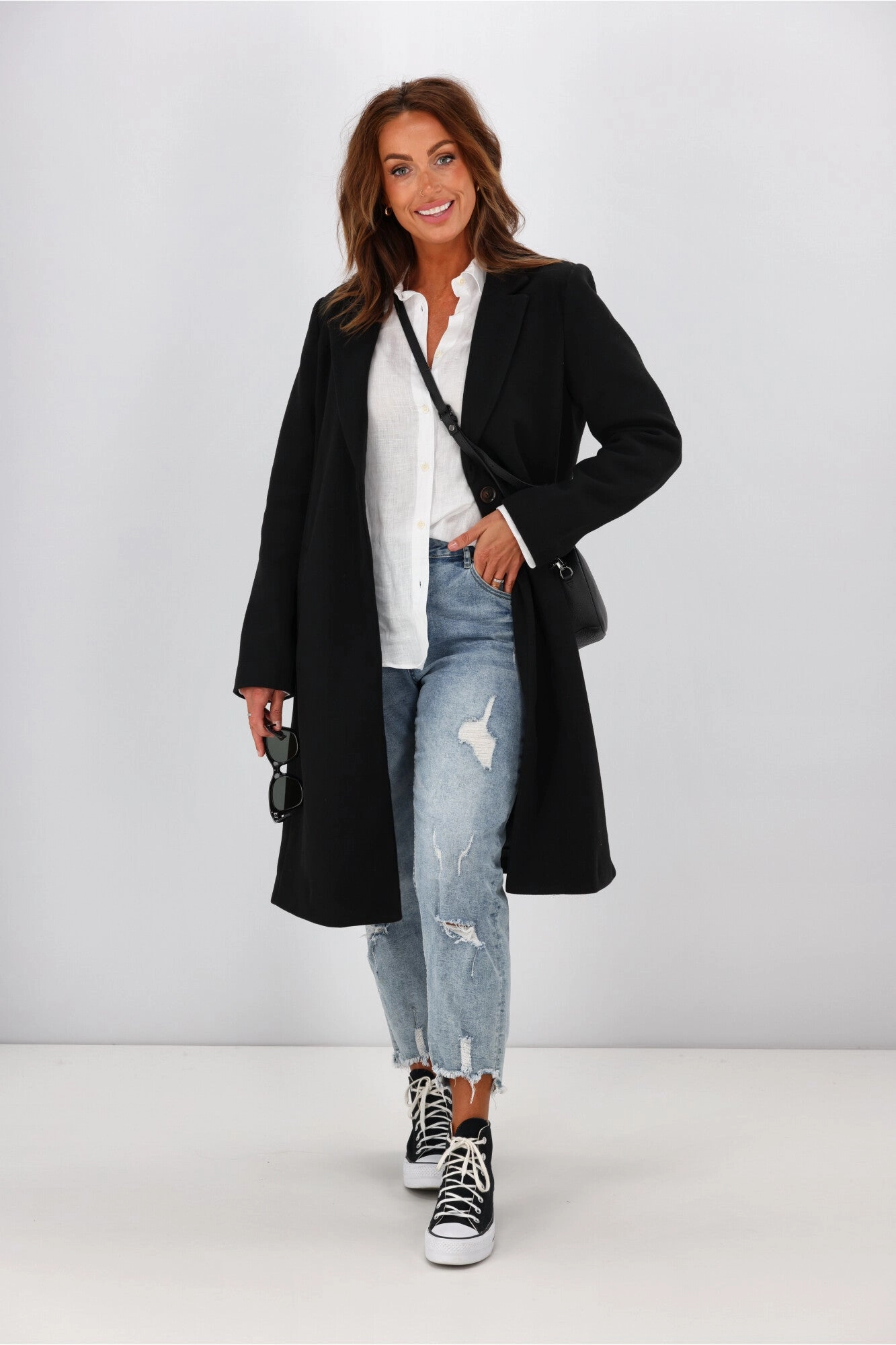 Shine On Label Montana Long Coat Black