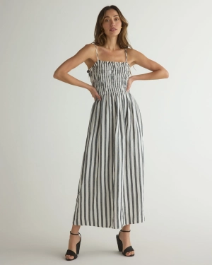 Smocked Midi Dress - Saint Tropez Stripe