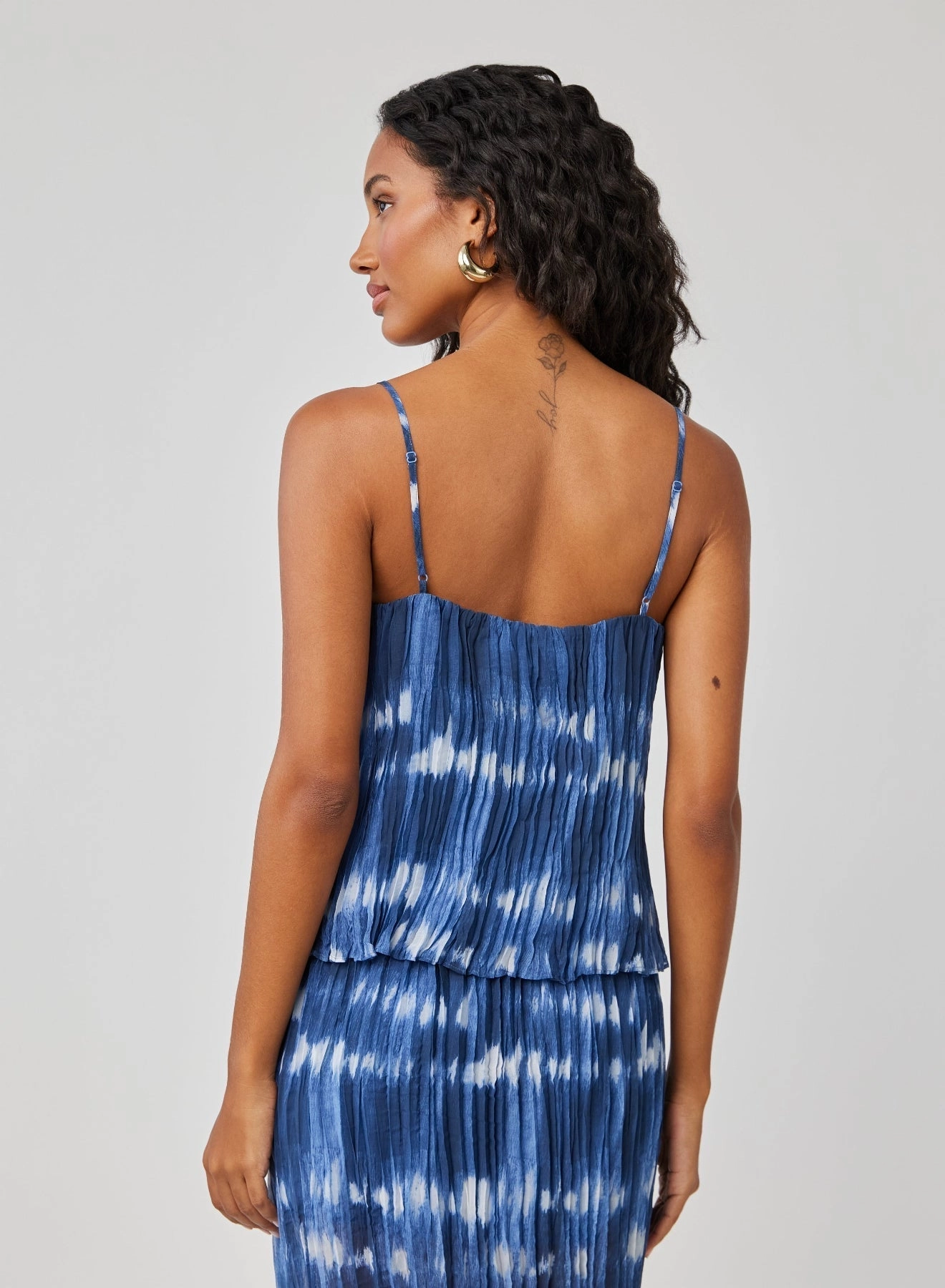 Sunburst Pleated Cami - Ocean Tides Print