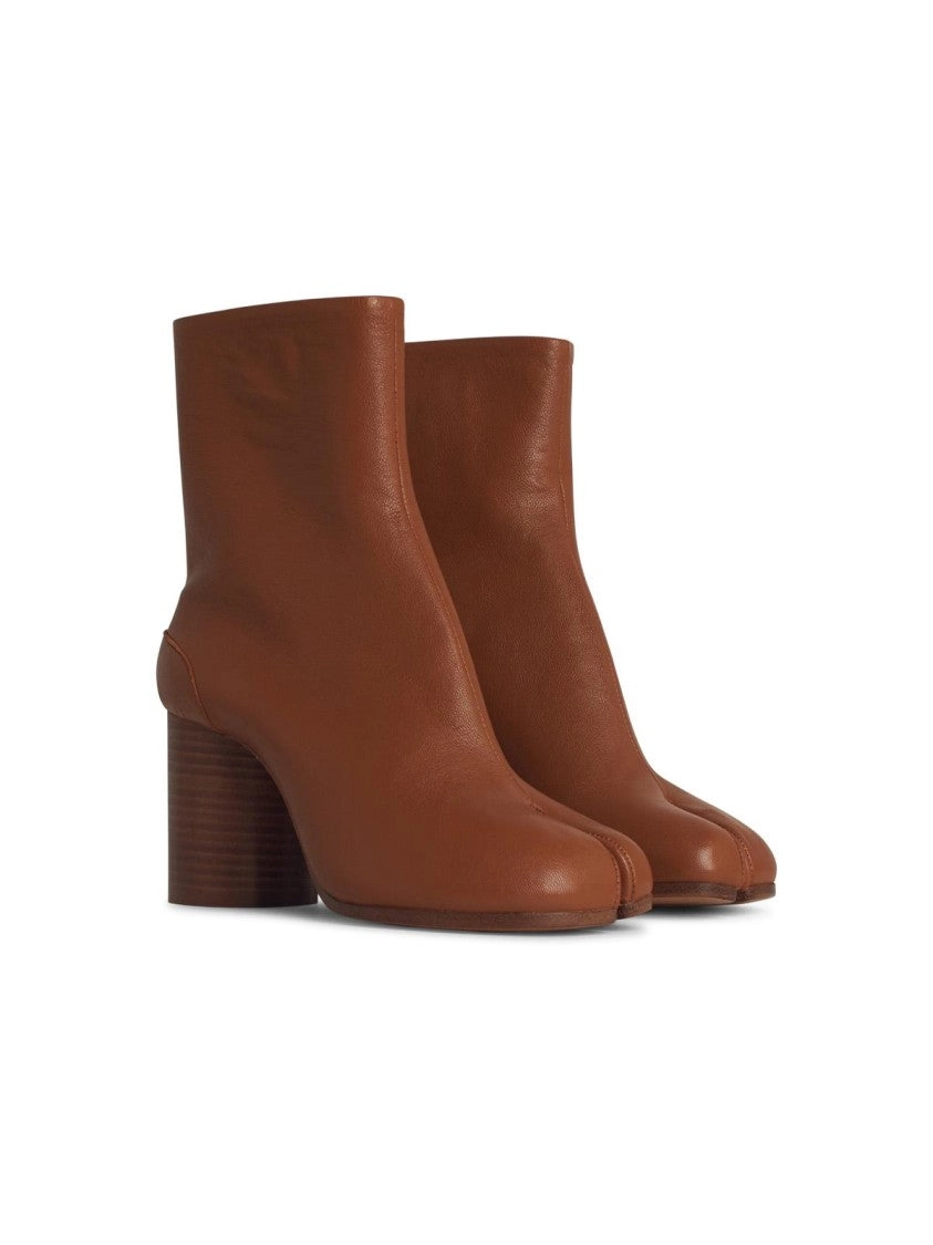'Tabi' Brown Leather Ankle Boots