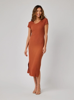 Tee Shirt Midi Dress - Spring Brown