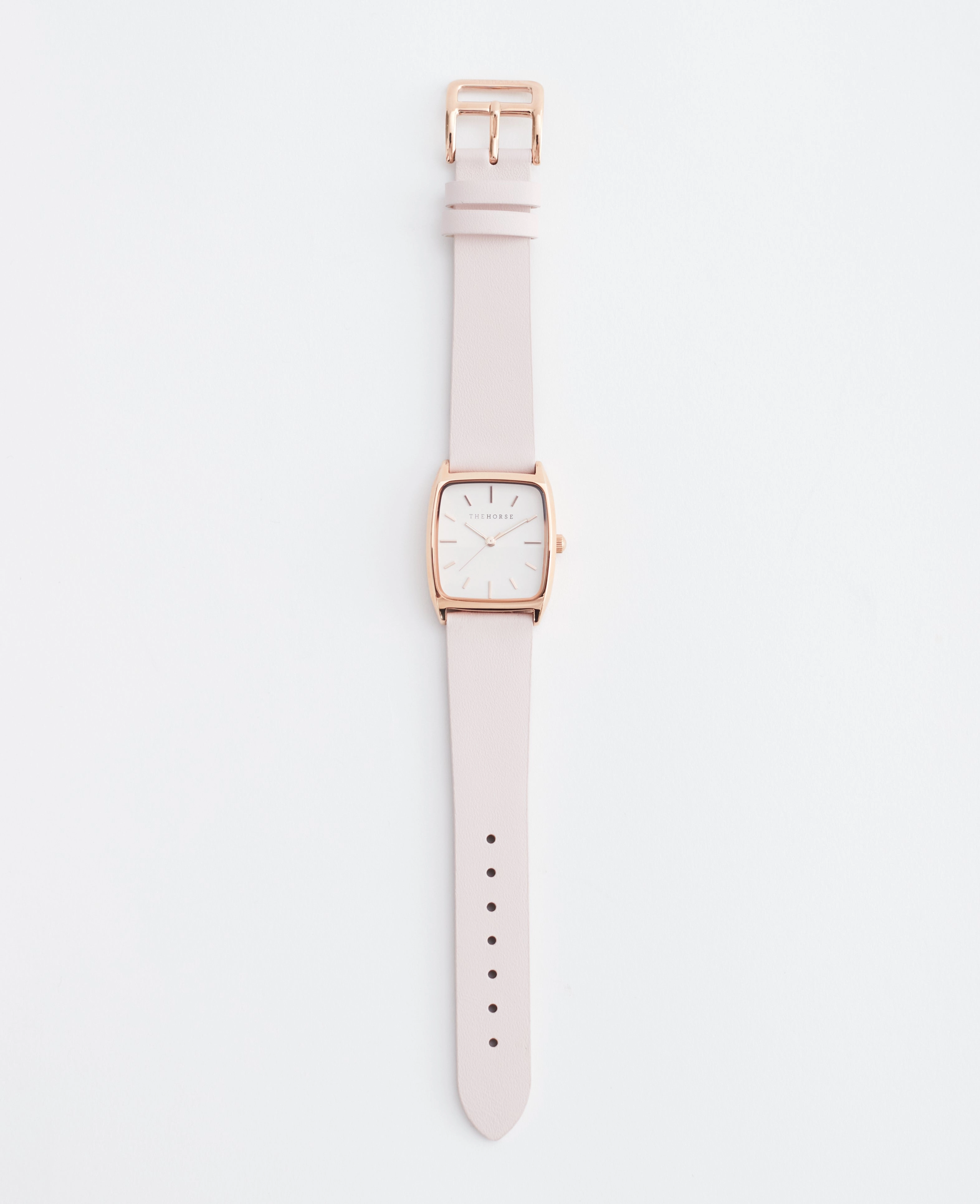 The 18mm Dress Watch Strap: Pink Leather / Rose Gold Strap