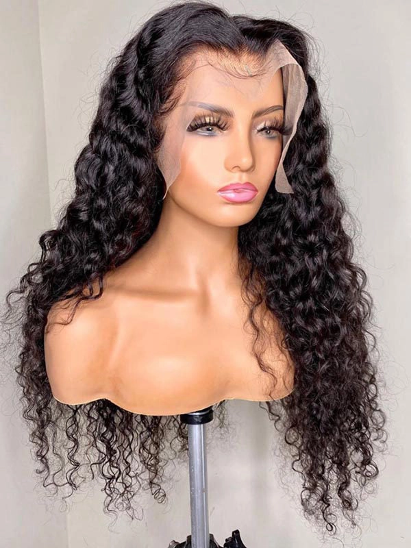 Top Virgin Human Hair Full HD Lace Deep Curly Hair With Bleached Knots CF370