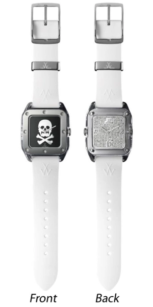 ToyWatch Twin Time Unisex Steel & White Rubber Watch Black Dial & Pave Dial TW06BW