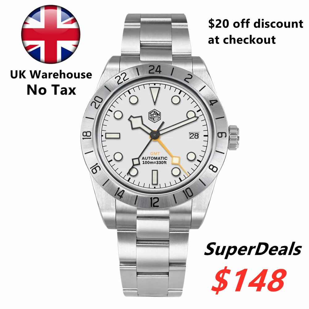 UK Pre-owned - San Martin 39mm BB NH34 GMT Watch SN0054-GE