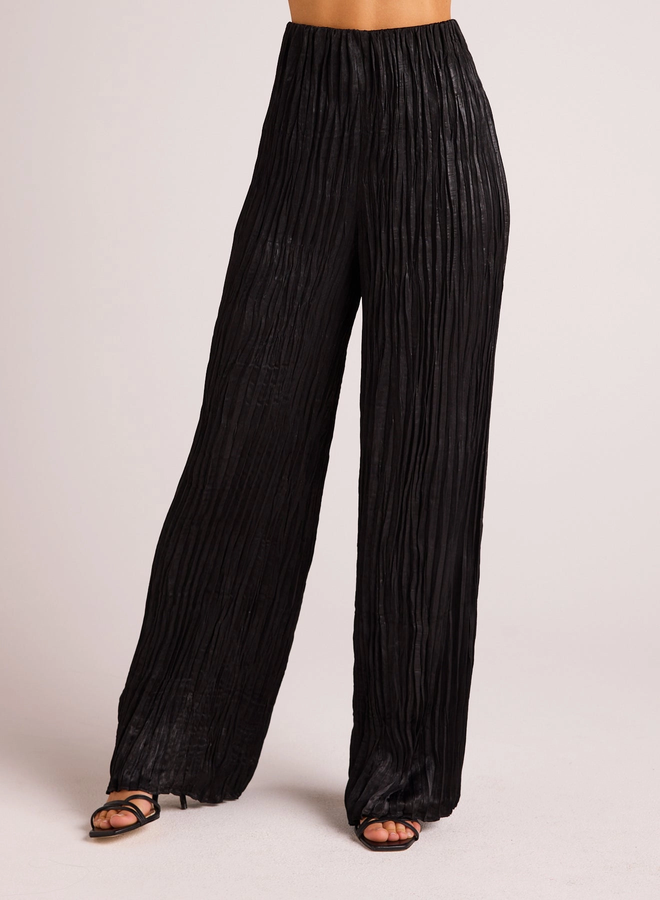 Variegated Pleat Pant - Black