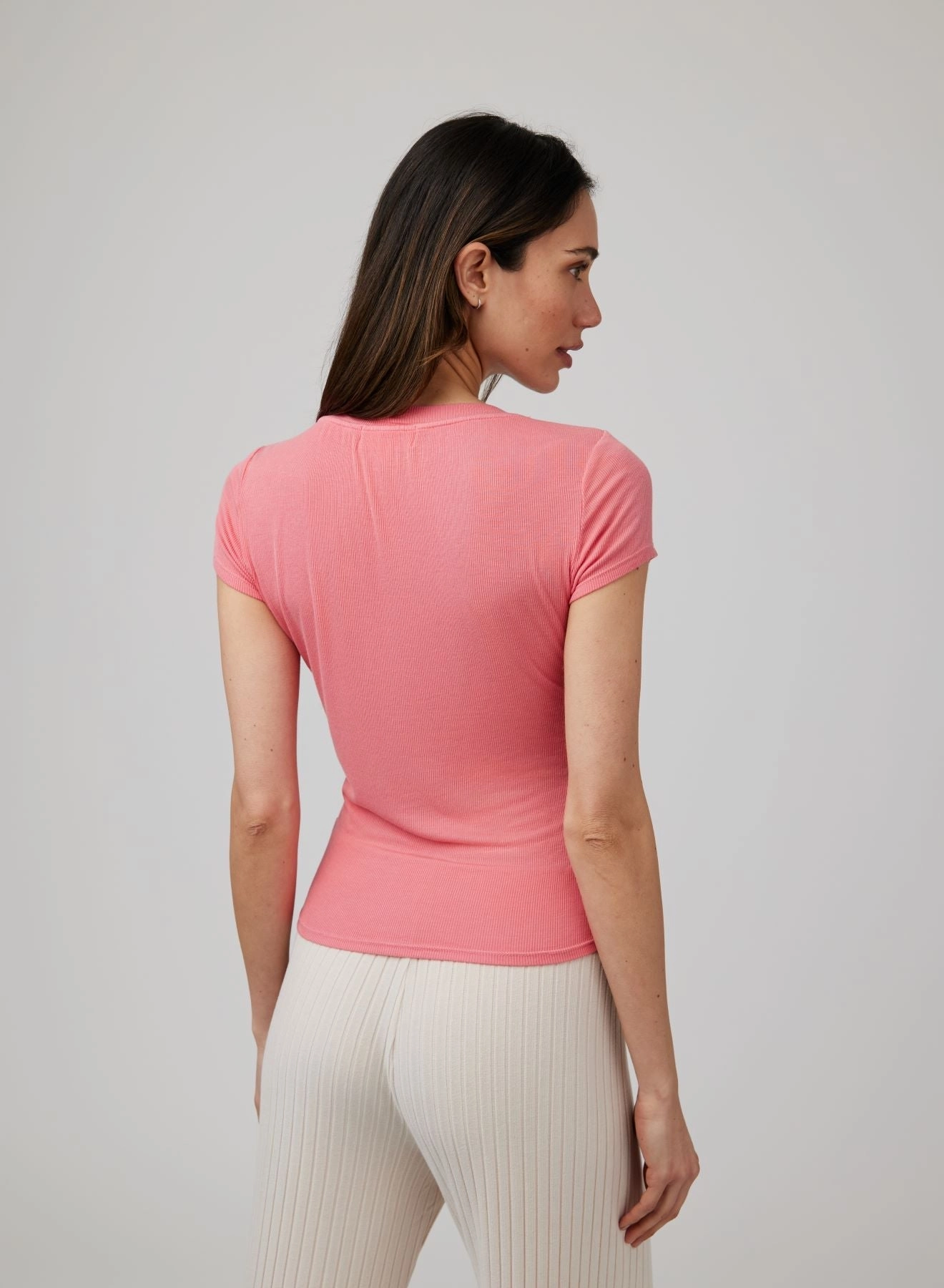 Wide Scoop Neck Tee - Hibiscus Pink