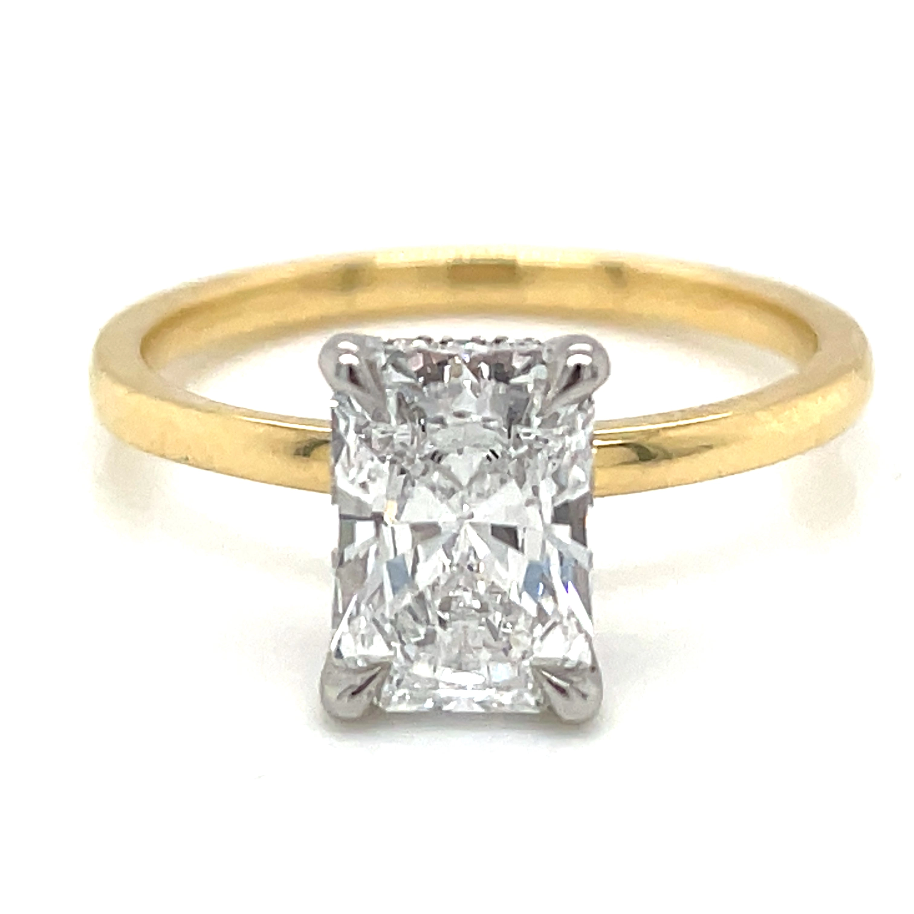 Zara - 18ct Yellow Gold 1.45ct Laboratory Grown Radiant Diamond Engagement Ring with Hidden Halo