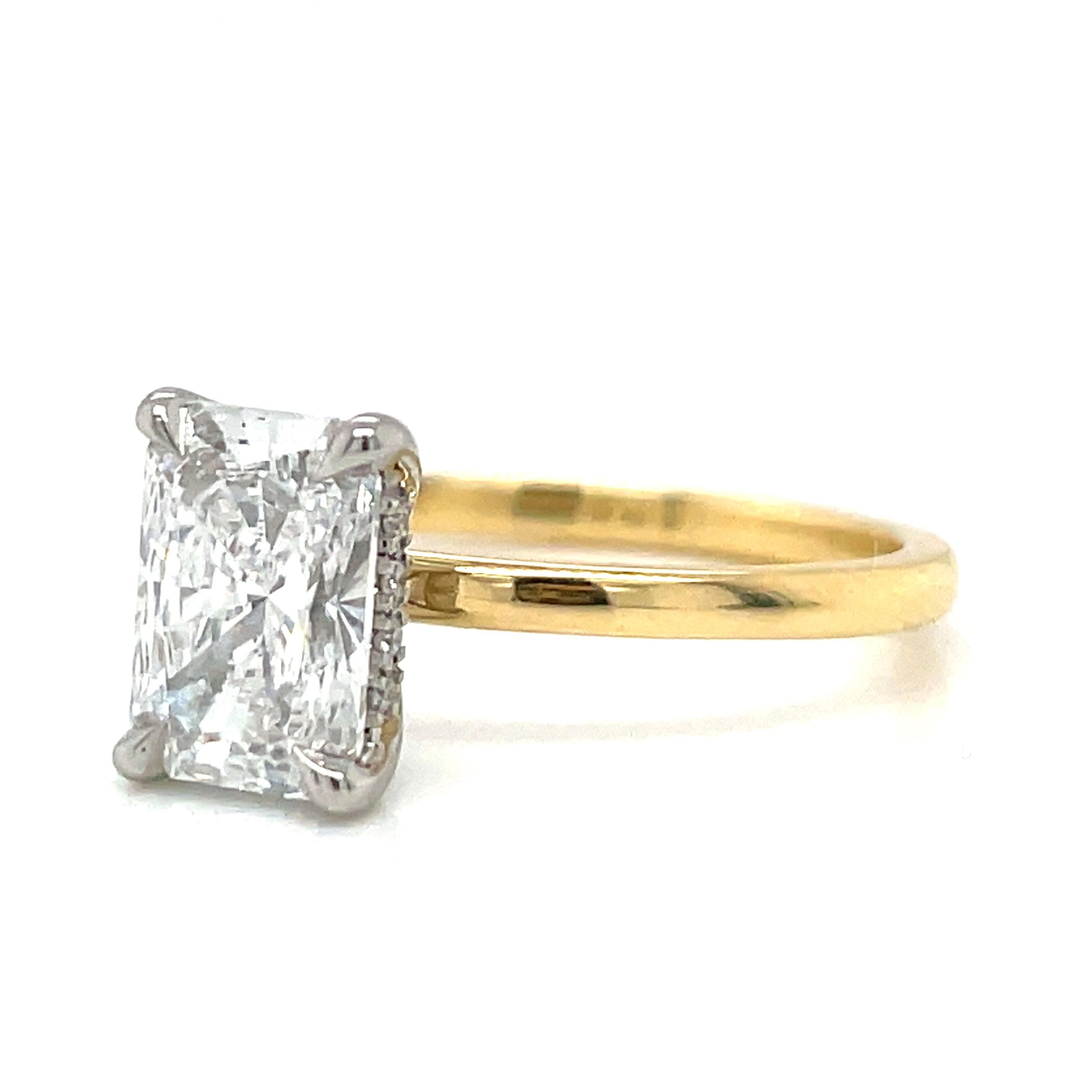 Zara - 18ct Yellow Gold 1.45ct Laboratory Grown Radiant Diamond Engagement Ring with Hidden Halo